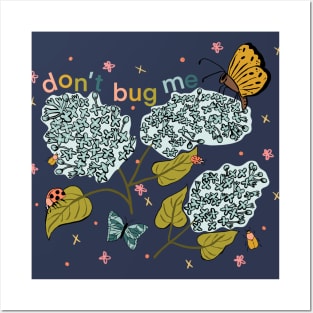 "Don't Bug Me" - lilacs, ladybugs, butterflies, moths, beetles, flowers Posters and Art